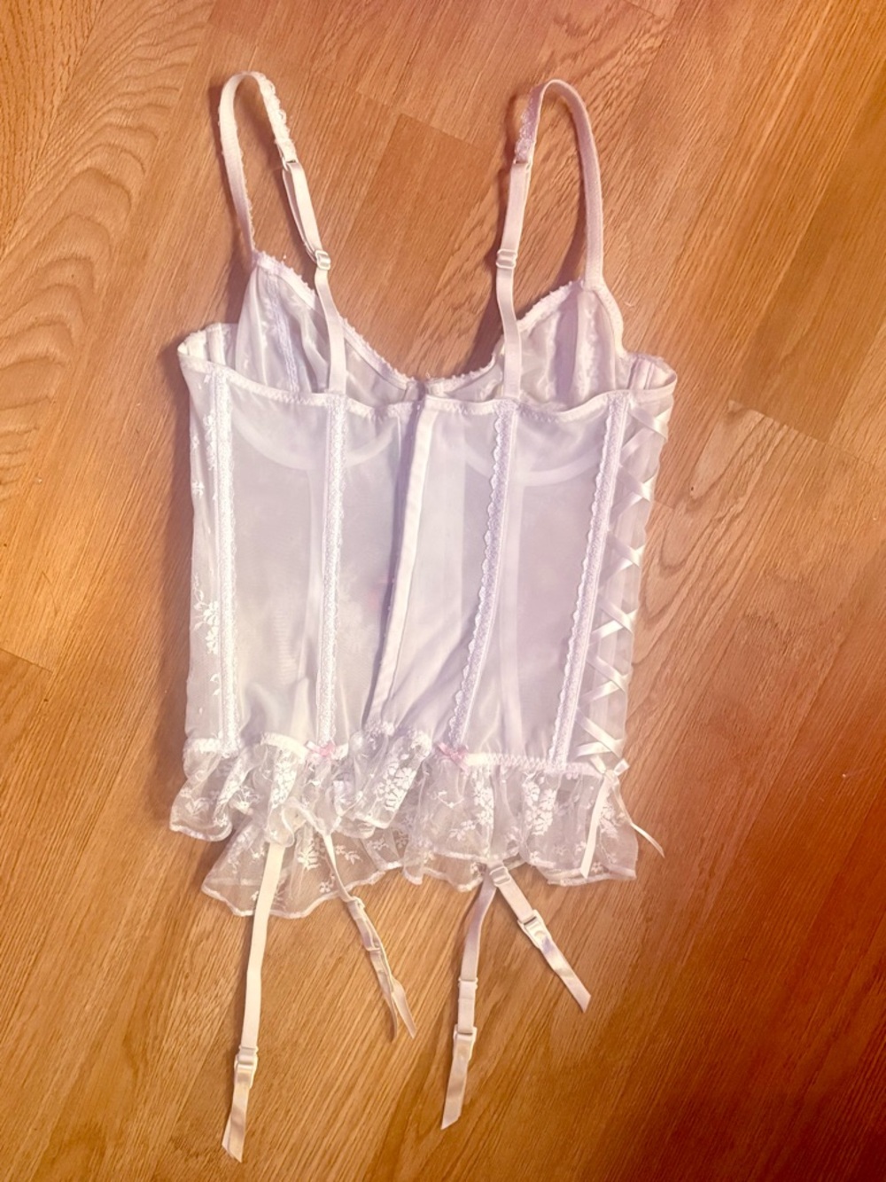 Betsy Johnson NWOT Sheer Lace Bustier Corset Top with Garter Straps 34B - Picture 5 of 5